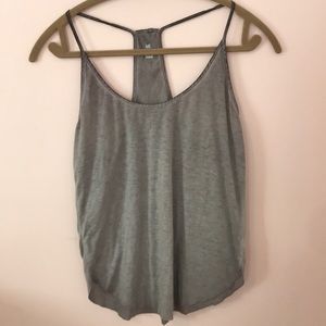 Me to We racerback tank in gray/purple